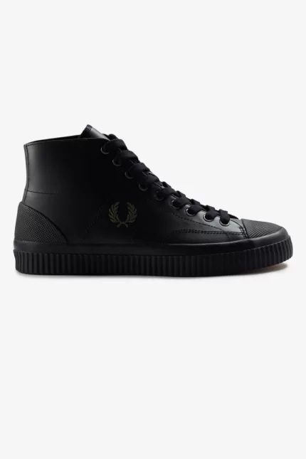 Fred Perry Mid Hughes Men’s Plimsolls Black Uniform Green | LHIFJ8927