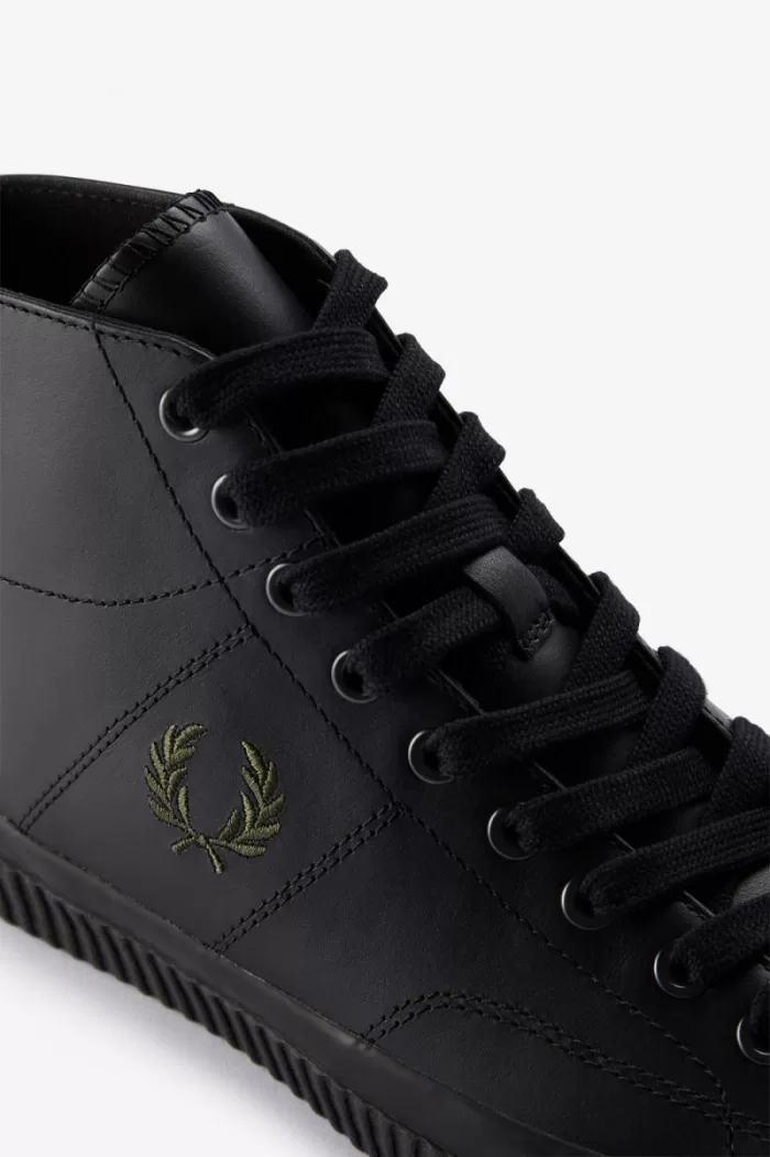 Fred Perry Mid Hughes Men’s Plimsolls Black Uniform Green | LHIFJ8927