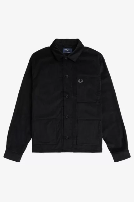 Fred Perry Needlecord Men’s Shirt Black | UHXCI4923