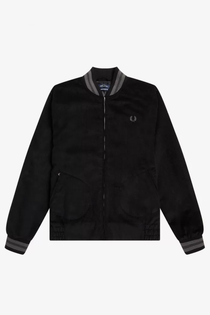 Fred Perry Needlecord Tennis Bomber Men’s Jackets Black | RDBGN1509