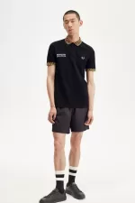 Fred Perry Noongoons Leopard Print Men’s Polo Shirt Black | OIHUA3671