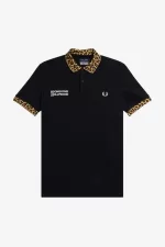 Fred Perry Noongoons Leopard Print Men’s Polo Shirt Black | OIHUA3671