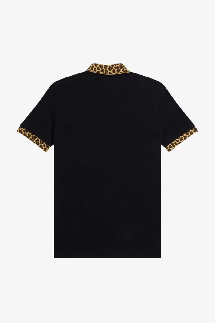 Fred Perry Noongoons Leopard Print Men’s Polo Shirt Black | OIHUA3671