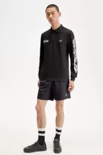 Fred Perry Noongoons Long Sleeve Graphic Men’s Polo Shirt Black | AIRVU3176