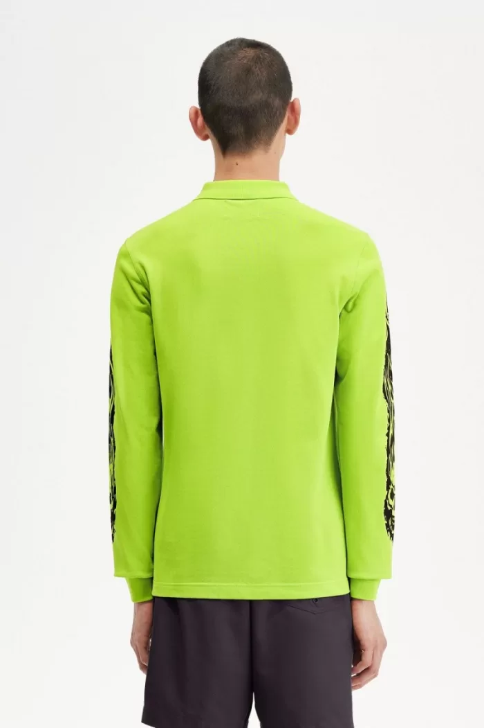 Fred Perry Noongoons Long Sleeve Graphic Men’s Polo Shirt Lime Green | HZUFJ4860