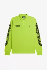 Fred Perry Noongoons Long Sleeve Graphic Men’s Polo Shirt Lime Green | HZUFJ4860