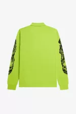 Fred Perry Noongoons Long Sleeve Graphic Men’s Polo Shirt Lime Green | HZUFJ4860