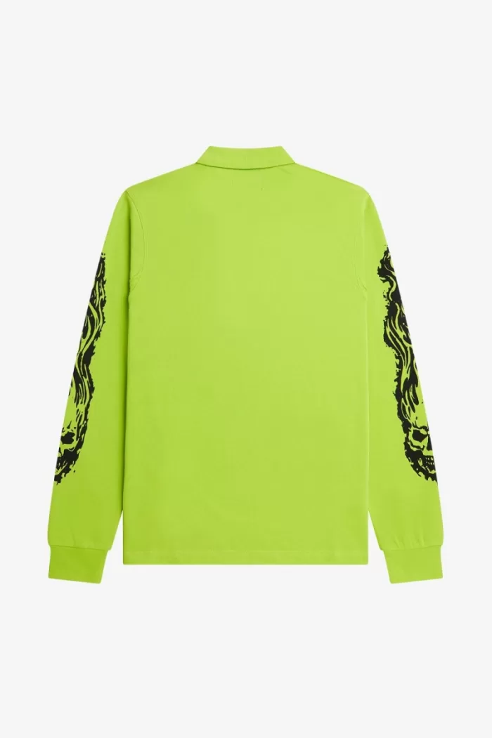 Fred Perry Noongoons Long Sleeve Graphic Men’s Polo Shirt Lime Green | HZUFJ4860