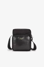 Fred Perry Nylon Twill Leather Side Men’s Bags Black Gold | SCKIJ1986