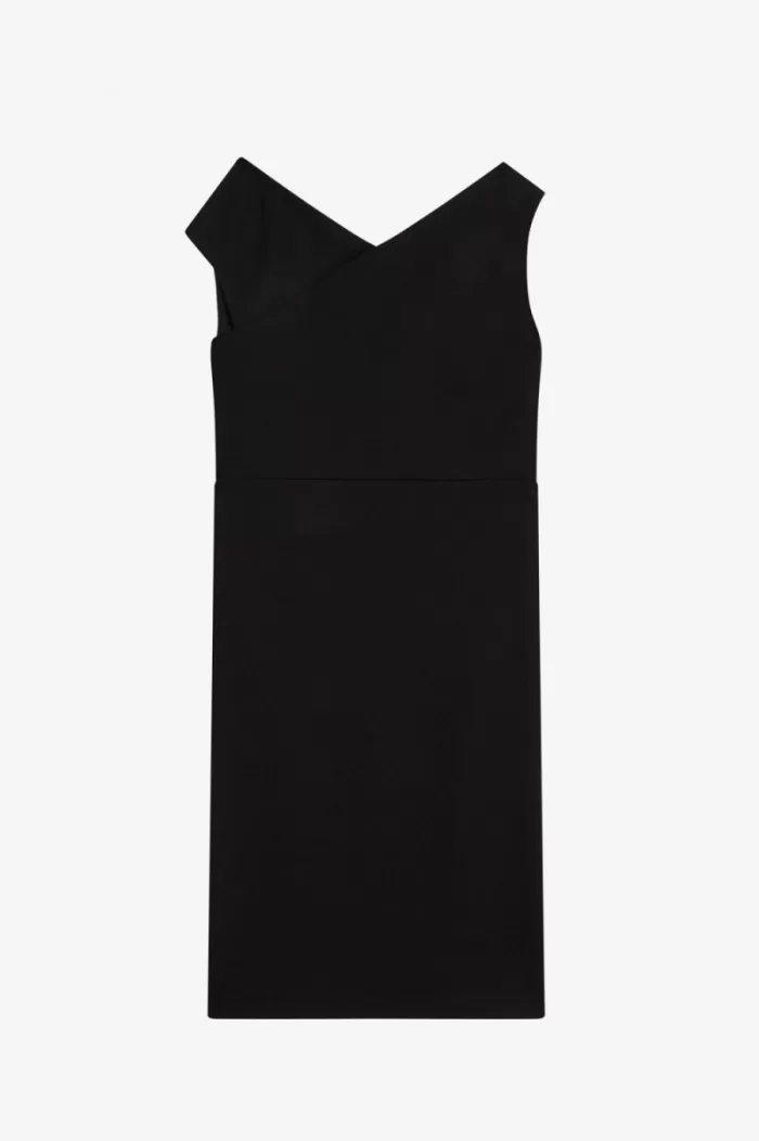 Fred Perry Off-The-Shoulder Women’s Dress Black | NWFPC6309