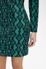 Fred Perry Off-the-Shoulder Snakeprint Women’s Dress Deep Mint | AYWTF5709