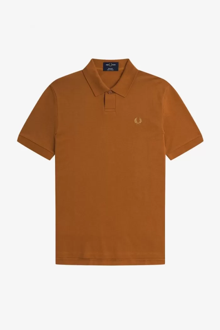 Fred Perry One Button Men’s Polo Shirt Dark Coffee | RALGS7038