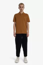 Fred Perry One Button Men’s Polo Shirt Dark Coffee | RALGS7038