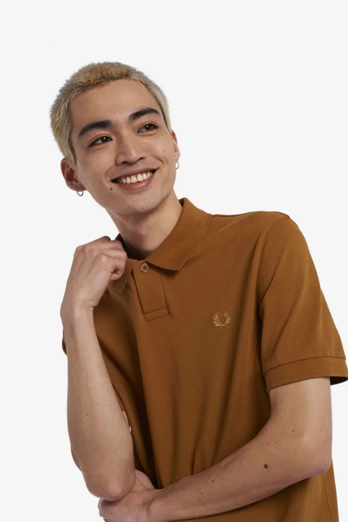 Fred Perry One Button Men’s Polo Shirt Dark Coffee | RALGS7038