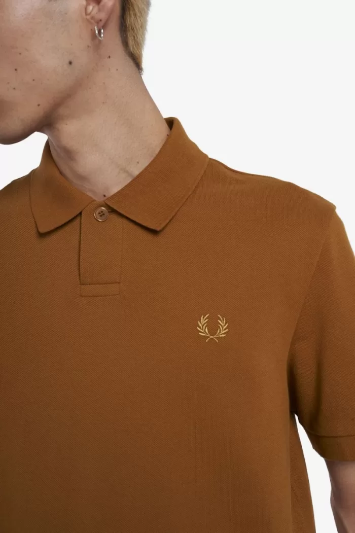 Fred Perry One Button Men’s Polo Shirt Dark Coffee | RALGS7038