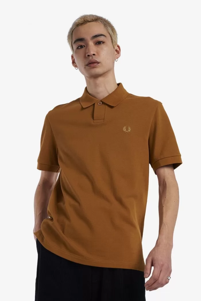 Fred Perry One Button Men’s Polo Shirt Dark Coffee | RALGS7038