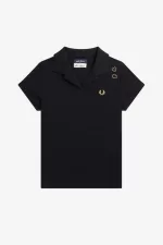 Fred Perry Open-Collar Piqué Women’s Polo Shirt Black | LTIYA0913