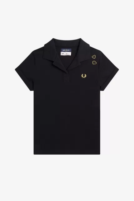 Fred Perry Open-Collar Piqué Women’s Polo Shirt Black | LTIYA0913