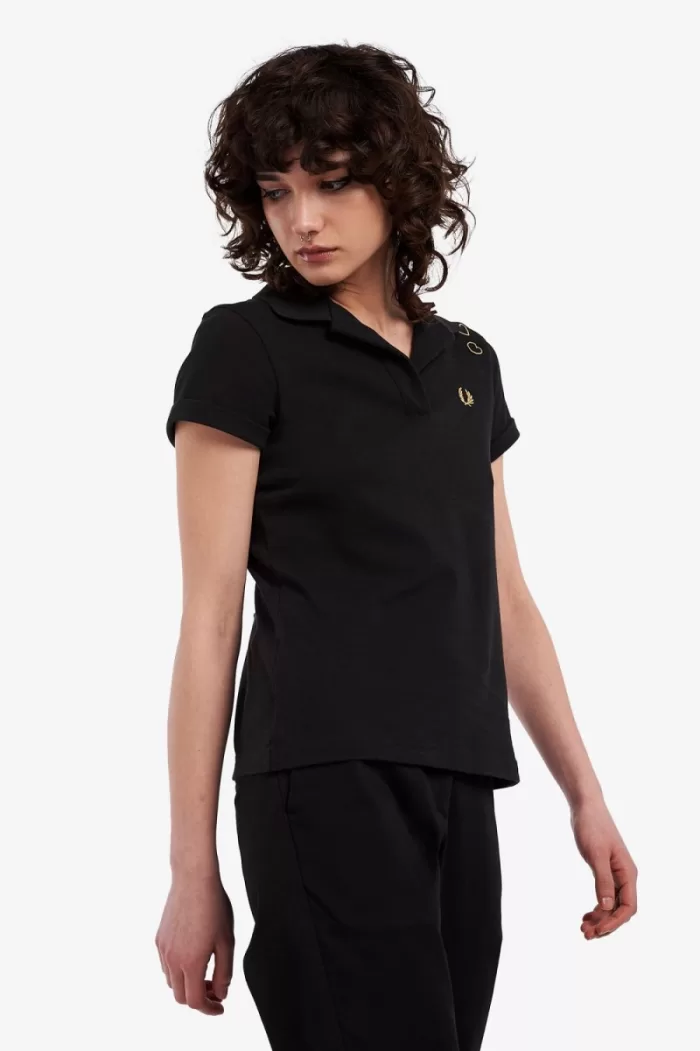 Fred Perry Open-Collar Piqué Women’s Polo Shirt Black | LTIYA0913