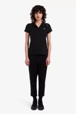 Fred Perry Open-Collar Piqué Women’s Polo Shirt Black | LTIYA0913