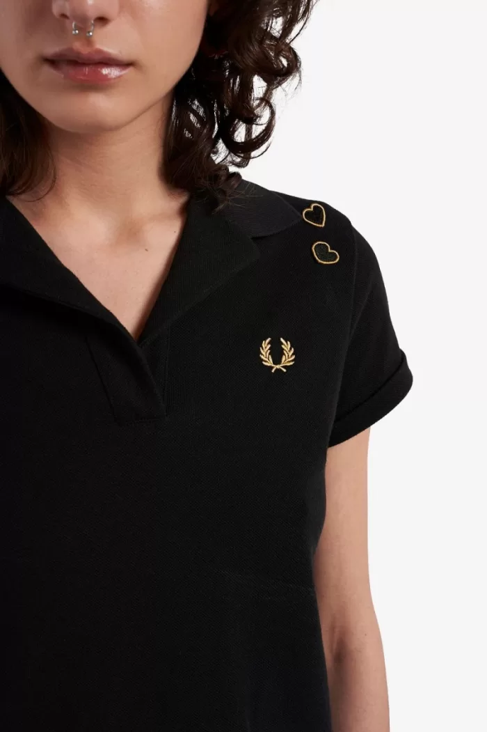 Fred Perry Open-Collar Piqué Women’s Polo Shirt Black | LTIYA0913