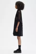 Fred Perry Open-Knit Shirt Women’s Dress Black | VZNCE5038