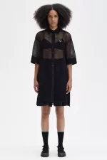 Fred Perry Open-Knit Shirt Women’s Dress Black | VZNCE5038