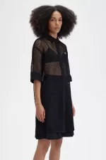 Fred Perry Open-Knit Shirt Women’s Dress Black | VZNCE5038