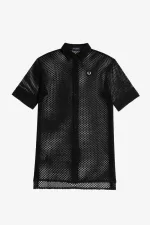 Fred Perry Open-Knit Shirt Women’s Dress Black | VZNCE5038