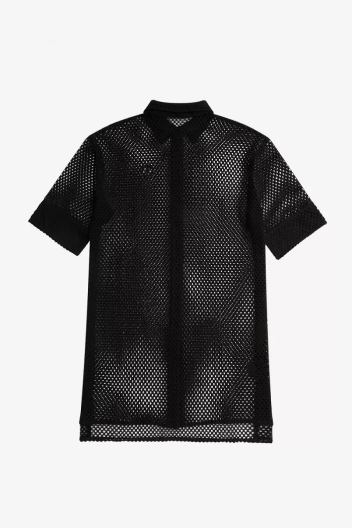 Fred Perry Open-Knit Shirt Women’s Dress Black | VZNCE5038