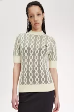 Fred Perry Open-Knit Short Sleeve Women’s Jumper Oatmeal | QYETP6958