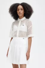 Fred Perry Open-Knit Women’s Shirt Snow White | UGVMT6751