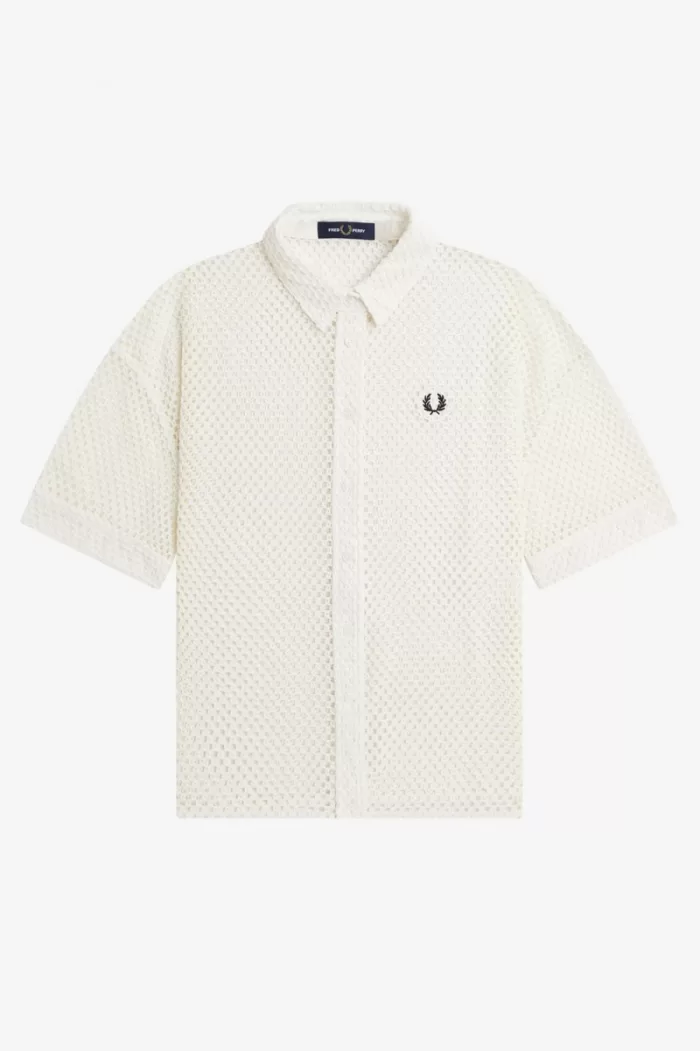 Fred Perry Open-Knit Women’s Shirt Snow White | UGVMT6751