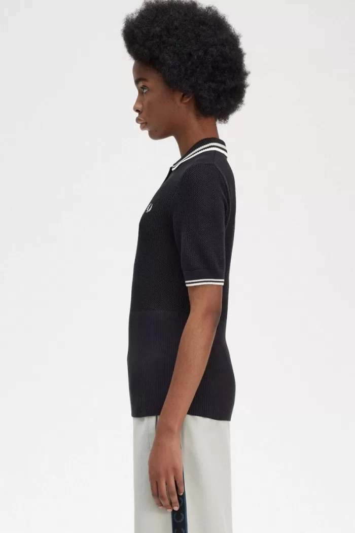 Fred Perry Open-Knitted Women’s Shirt Black | JNCRH0821