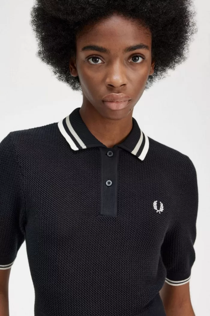 Fred Perry Open-Knitted Women’s Shirt Black | JNCRH0821