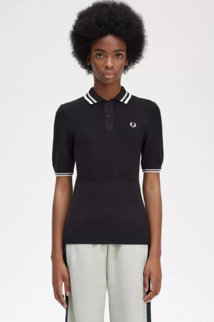 Fred Perry Open-Knitted Women’s Shirt Black | JNCRH0821