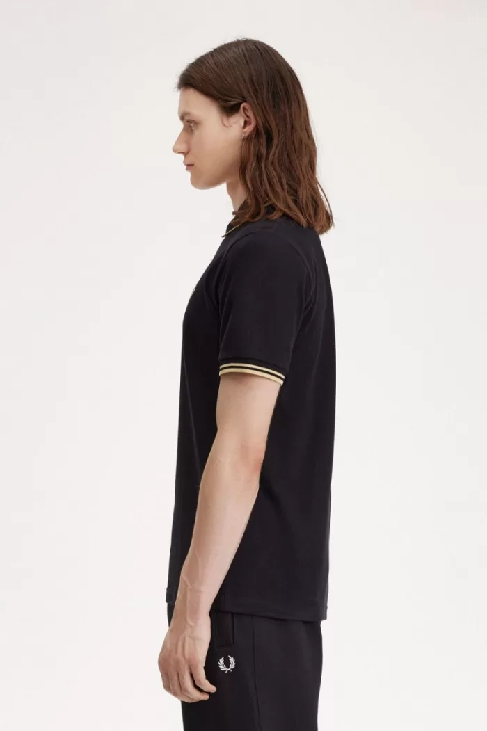 Fred Perry Osaka M12 Men’s Polo Shirt Black Champagne | QDHTN6709