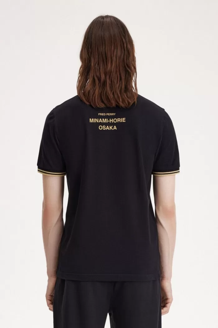 Fred Perry Osaka M12 Men’s Polo Shirt Black Champagne | QDHTN6709