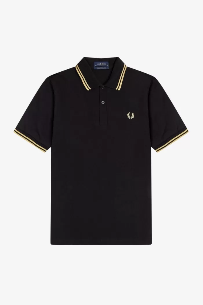 Fred Perry Osaka M12 Men’s Polo Shirt Black Champagne | QDHTN6709