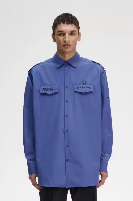 Fred Perry Oversized Utility Men’s Shirt Royal Blue | OJXYW4906