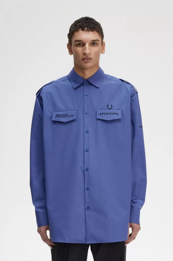 Fred Perry Oversized Utility Men’s Shirt Royal Blue | OJXYW4906