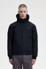 Fred Perry Padded Hooded Brentham Men’s Jackets Black Gunmetal | JWNPS2461