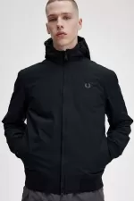 Fred Perry Padded Hooded Brentham Men’s Jackets Black Gunmetal | JWNPS2461