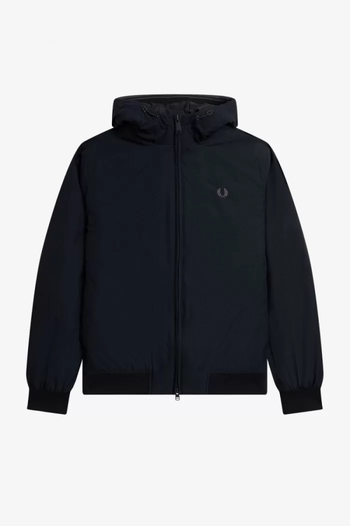 Fred Perry Padded Hooded Brentham Men’s Jackets Black Gunmetal | JWNPS2461