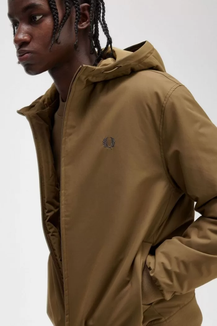 Fred Perry Padded Hooded Brentham Men’s Jackets Brown | LRJGA2139