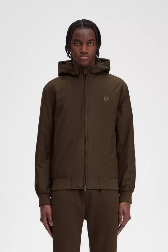 Fred Perry Padded Hooded Brentham Men’s Jackets Burnt Tobacco | RLZFI3789