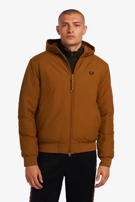 Fred Perry Padded Hooded Brentham Men’s Jackets Dark Coffee | MJPNT9675