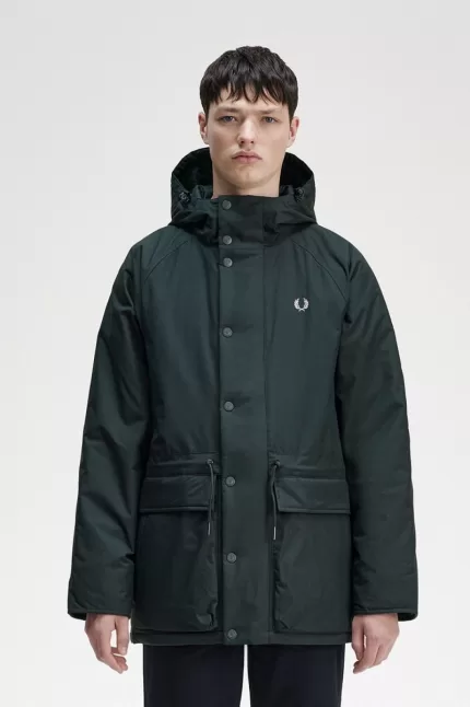 Fred Perry Padded Zip Through Men’s Jackets Night Green | JVBXT3651