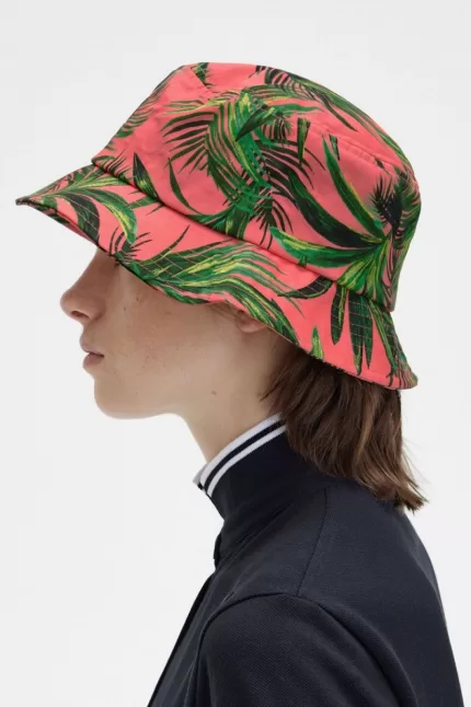 Fred Perry Palm Print Bucket Women’s Hats Coral Heat | SLIYO5276