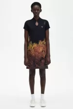 Fred Perry Palm Print Piqué Women’s Dress Black | AGOWR8546